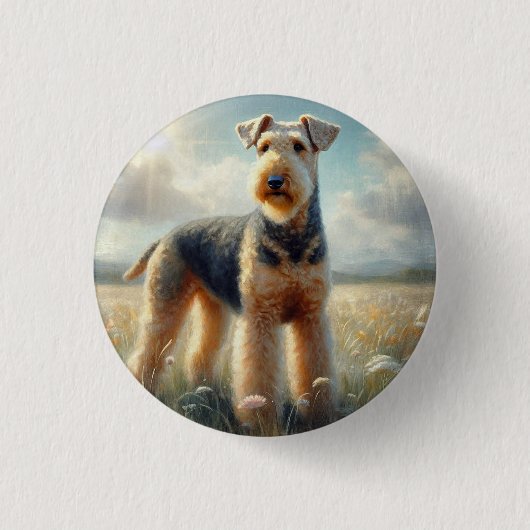 Airedale Terrier Ronde Button 3,2 Cm (Voorkant)