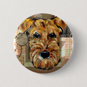 AIREDALE TERRIËR RONDE BUTTON 5,7 CM