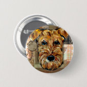 AIREDALE TERRIËR RONDE BUTTON 5,7 CM (Voorkant /achterkant)