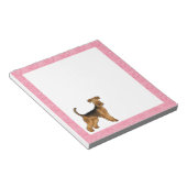 Airedale Terrier Schattige Cartoon Hond Met Roze H Notitieblok (Schuin)
