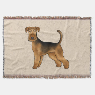 Airedale Terrier Schattige Cartoon Hond Op Beige Deken