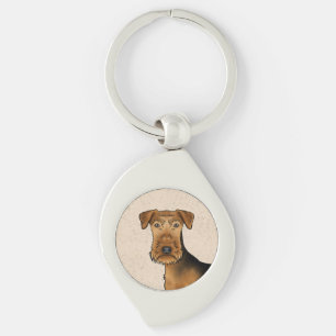 Airedale Terrier Schattige Cartoon Hondenhoofd op  Sleutelhanger
