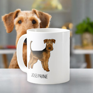 Airedale Terrier Schattige Cartoonhond Met Aangepa Koffiemok