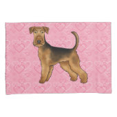Airedale Terrier Schattige Hondenliefde Met Roze H Kussensloop (Voorkant-Rechts)