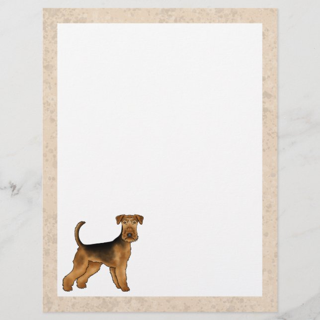 Airedale Terrier Schattigee Cartoon Dog Bingley Te Briefhoofd (Voorkant)