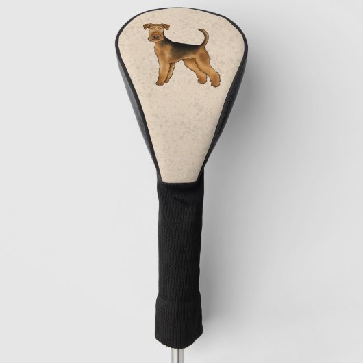 Airedale Terrier Schattigee Cartoon Dog Bingley Te Golfheadcover (Voorkant)