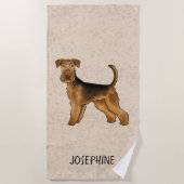 Airedale Terrier Schattigee Cartoon Dog en Naam Be Strandlaken (Voorkant)