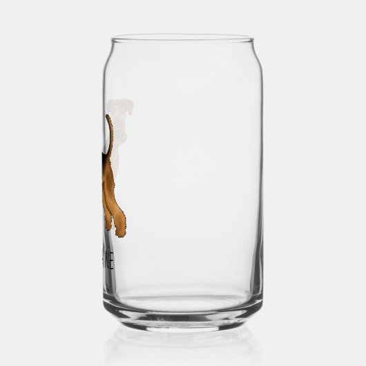 Airedale Terrier Schattigee Cartoon Dog met aangep Blikvorm Glas (Links)