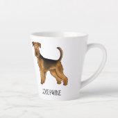 Airedale Terrier Schattigee cartoon hond en aangep Latte Mok (Rechts)