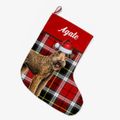 Airedale Terrier Schattigee hond Plaid Christmas S Grote Kerstsok (Voorkant (Hangend))