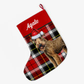 Airedale Terrier Schattigee hond Plaid Christmas S Grote Kerstsok (Achterkant (Hangend))