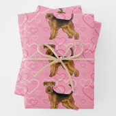 Airedale Terrier Schattigee hondenliefde en harten Inpakpapier Vel (In situ)