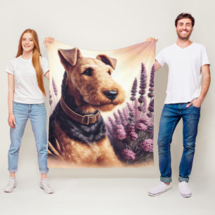  Airedale Terrier schilderij Fleece Deken