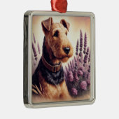  Airedale Terrier schilderij Metalen Ornament (Rechts)