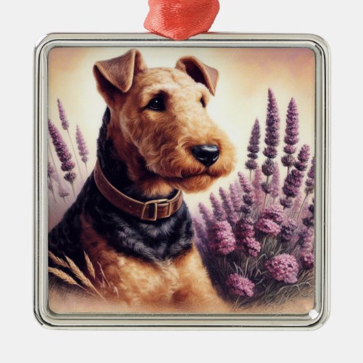  Airedale Terrier schilderij Metalen Ornament (Voorkant)