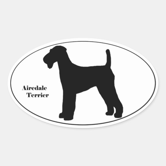 Airedale Terrier SIlhouette Ovale Sticker (Voorkant)