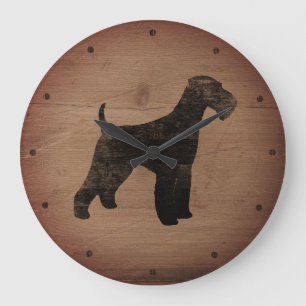 Airedale Terrier Silhouette Rustic Grote Klok