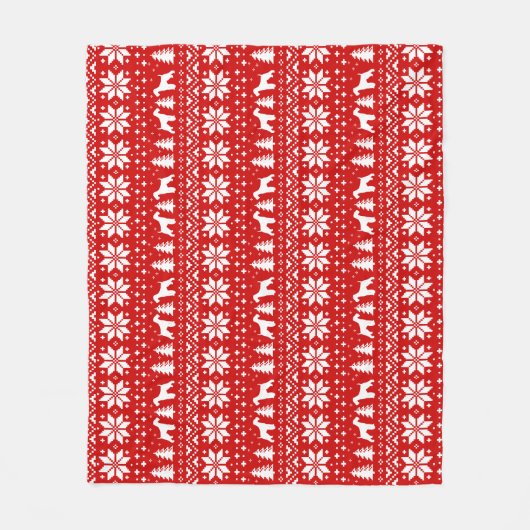 Airedale Terrier Silhouettes Dogs Kerstrood Fleece Deken (Voorkant)