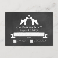 Airedale Terrier Silhouettes Mariage RSVP Réponse