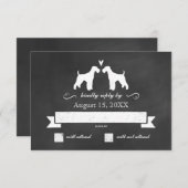 Airedale Terrier Silhouettes Mariage RSVP Réponse (Devant / Derrière)