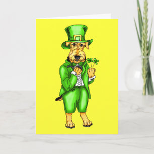 Airedale Terrier St Patrick's Day Leprechaun Kaart