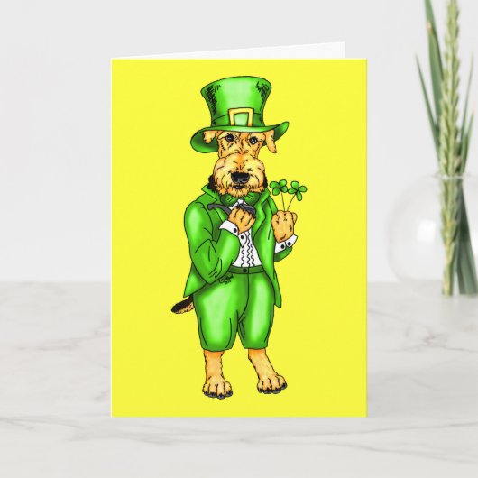 Airedale Terrier St Patrick's Day Leprechaun Kaart (Voorkant)