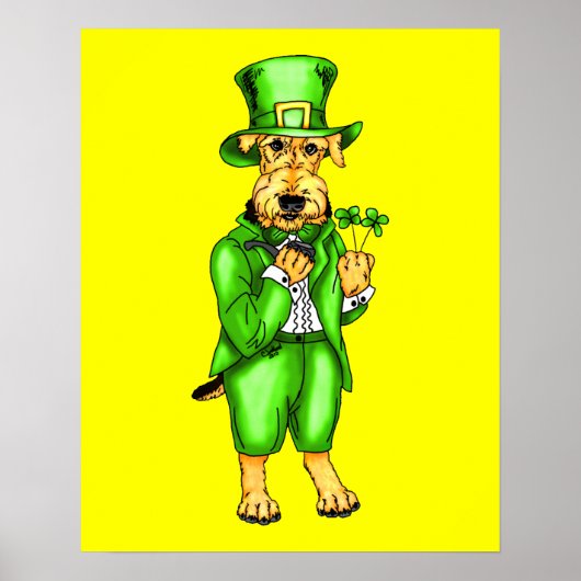 Airedale Terrier St. Patrick's Day Leprechaun Poster (Voorkant)