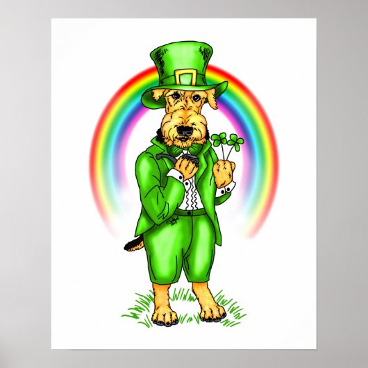 Airedale Terrier St. Patrick's Day Leprechaun Poster (Voorkant)