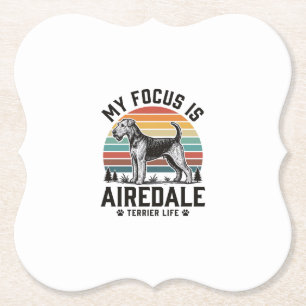 Airedale Terrier T-shirt Vintage Hondenliefhebber  Kartonnen Onderzetters