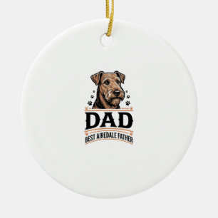 Airedale Terrier Vader Vintage Hond Vader T-shirt_ Keramisch Ornament