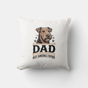 Airedale Terrier Vader Vintage Hond Vader T-shirt_ Kussen