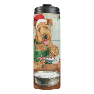 Airedale Terrier Vakantiebakkerij: Festive Kerstmi Thermosbeker