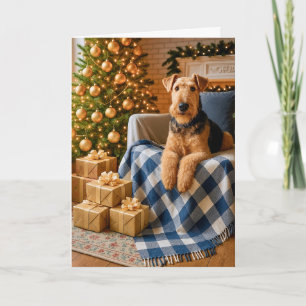 Airedale Terrier Vakantiekaart Feestdagen Kaart
