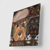 AIREDALE TERRIER VIERKANTE KLOK (Hoek)