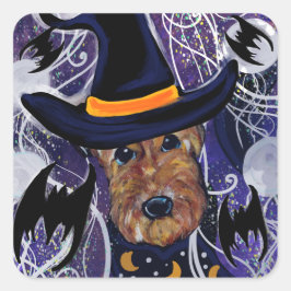 AIREDALE TERRIER VIERKANTE STICKER