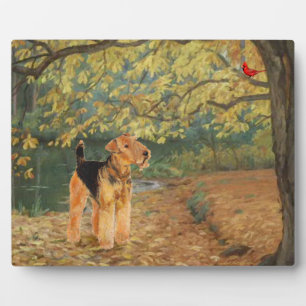 Airedale Terrier Vogelen kijken Fotoplaat