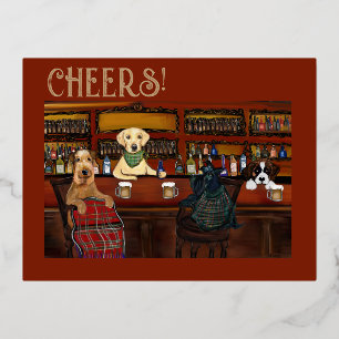 AIREDALE TERRIËR  & VRIENDEN FOLIE FEESTDAGEN BRIEFKAART