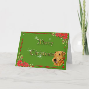 Airedale Terrier Vrolijk Kerstfeest Feestdagen Kaart