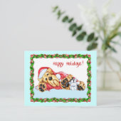 Airedale Terrier wacht op Santa Feestdagenkaart (Staand voorkant)