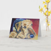Airedale Terrier-Wenskaarten Kaart (Gele Bloem)