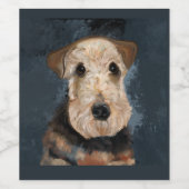 AIREDALE TERRIER WIJN ETIKET (Enkel label)