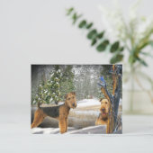 Airedale Terrier Winter Day-geschenken Briefkaart (Staand voorkant)