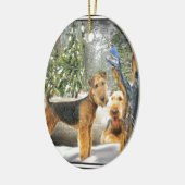 Airedale Terrier Winter Day-geschenken Keramisch Ornament (Links)