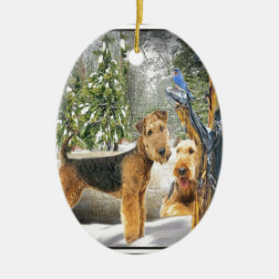 Airedale Terrier Winter Day-geschenken Keramisch Ornament