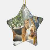 Airedale Terrier Winter Day-geschenken Keramisch Ornament (Links)