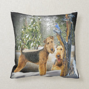 Airedale Terrier Winter Day Pillow Kussen