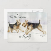 Airedale Tis the Seson art carte postale (Devant / Derrière)
