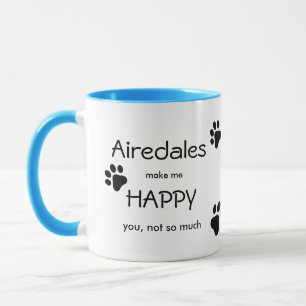 Airedales Make Me Happy met all over poot print Mok