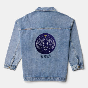 Aires Ram Zodiac Sign Design Denim Jas Denim Jacket