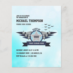 Airforce thema Graduation Party Foto uitnodiging Flyer